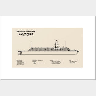 CSS Virginia ship. Steam powered ironclad of American Civil War - SDpng Posters and Art